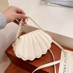 الفرنسية اللؤلؤ حقيبة يد بسلسلة المرأة صدف موضة حقيبة كتف بولي Leather الجلود مخلب محفظة الجدة الصلبة شيك المتشرد حقيبة حقيبة صغيرة